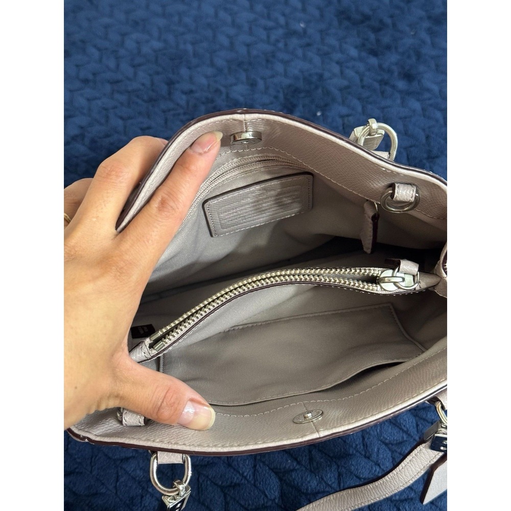 Coach Handbag Purse Minneta Chalk Cross Grained‎ Leather - Picture 4 of 10